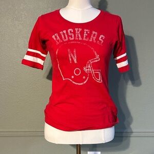 Vintage-Inspired Nebraska Huskers Red Champion Tee | Women’s Small